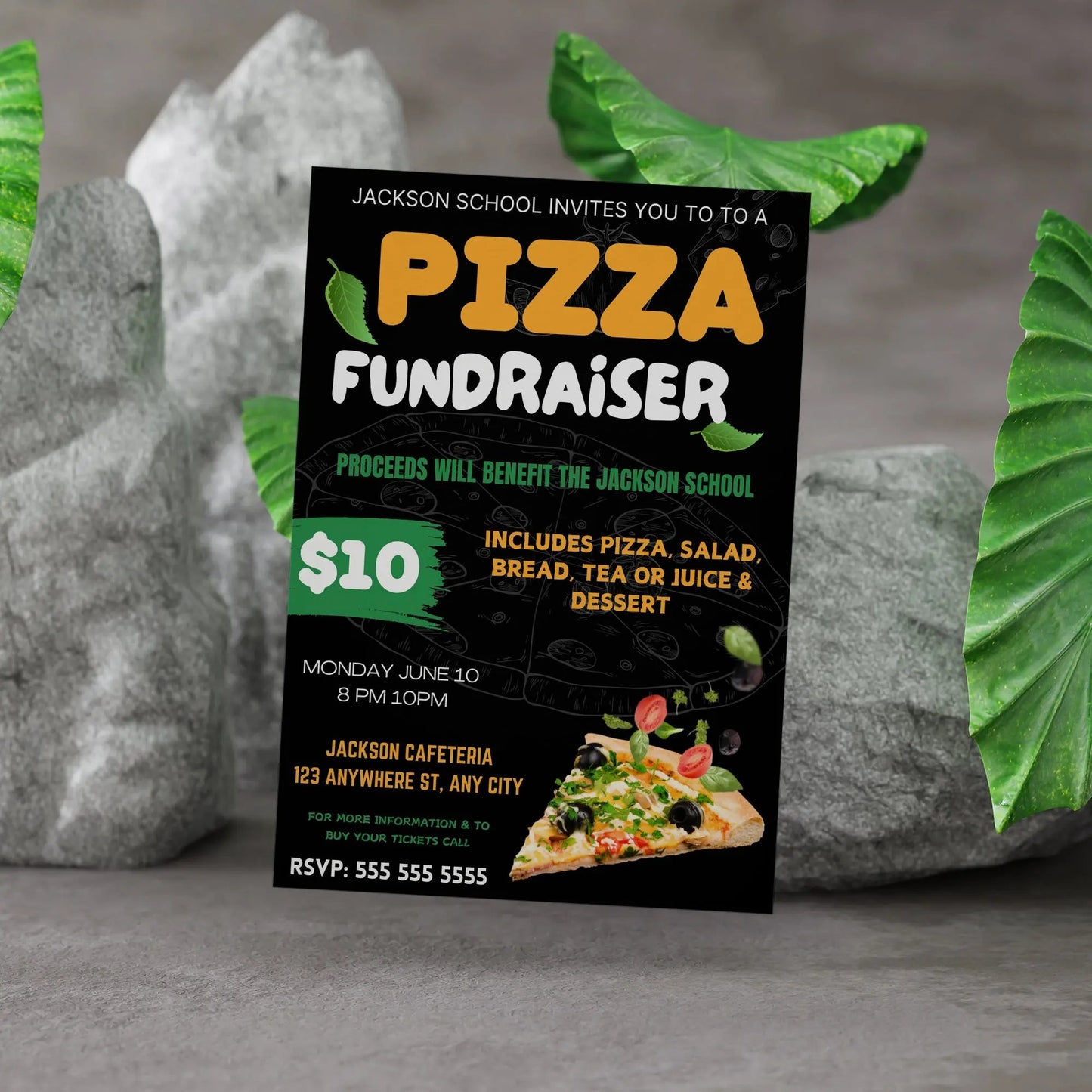 Pizza Fundraiser Flyer Template | Pizza Dinner Flyer Invite CreativeRino