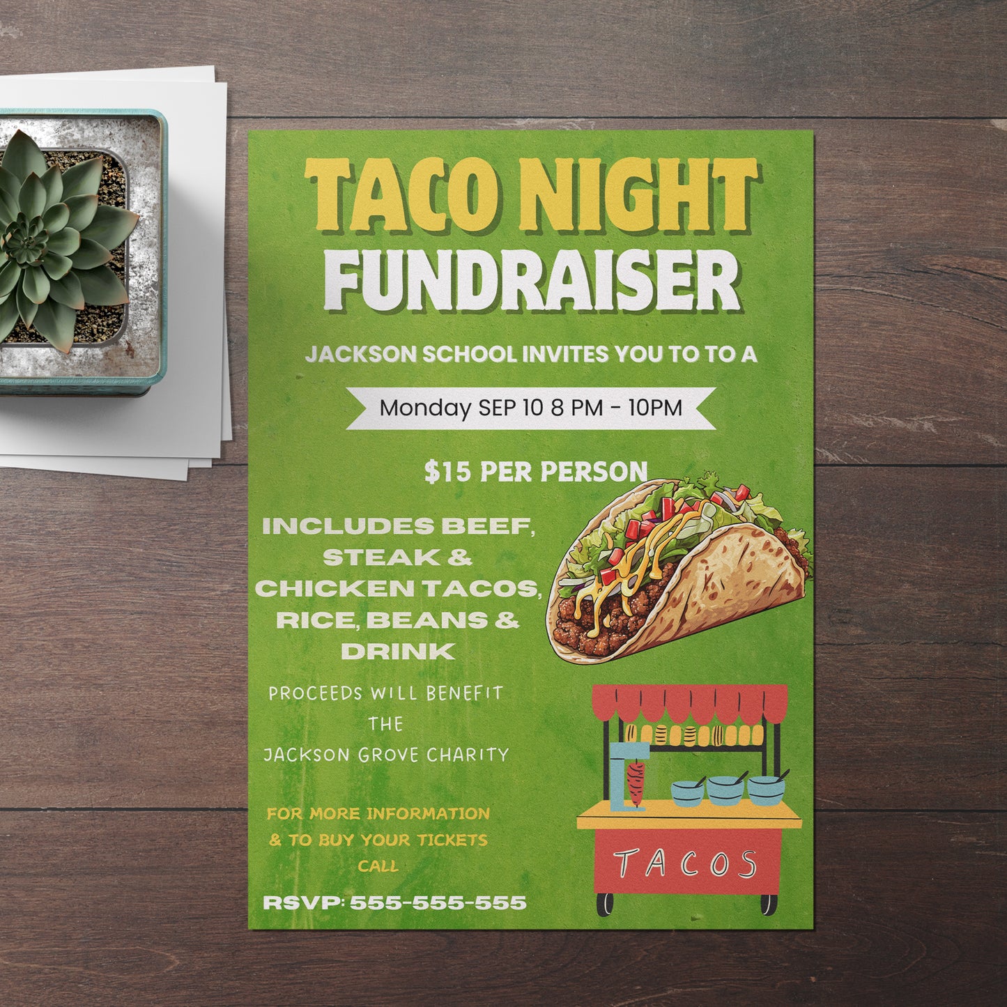 Taco Fundraiser Flyer Template | Taco Night Fiesta Mexican Flyer