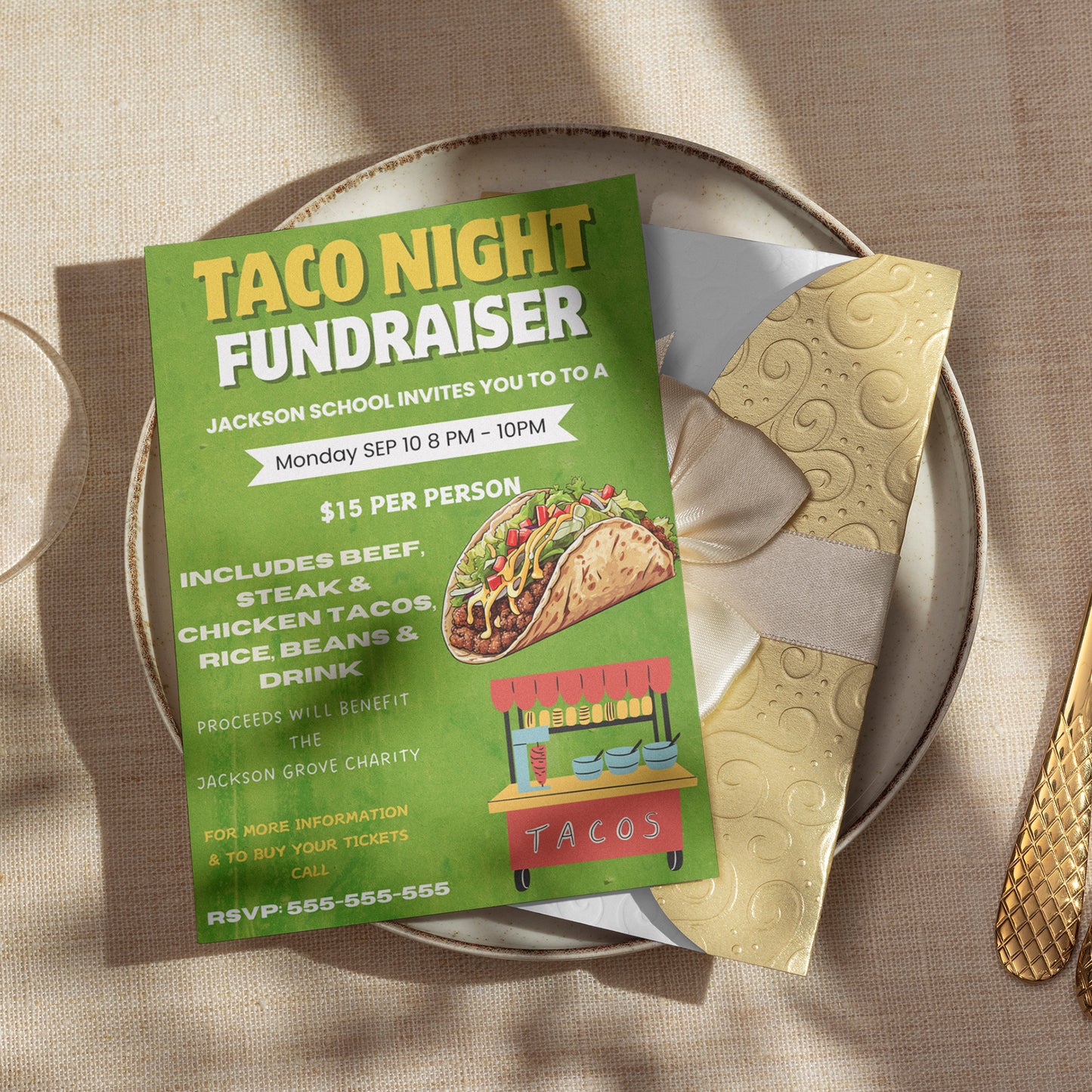 Taco Fundraiser Flyer Template | Taco Night Fiesta Mexican Flyer