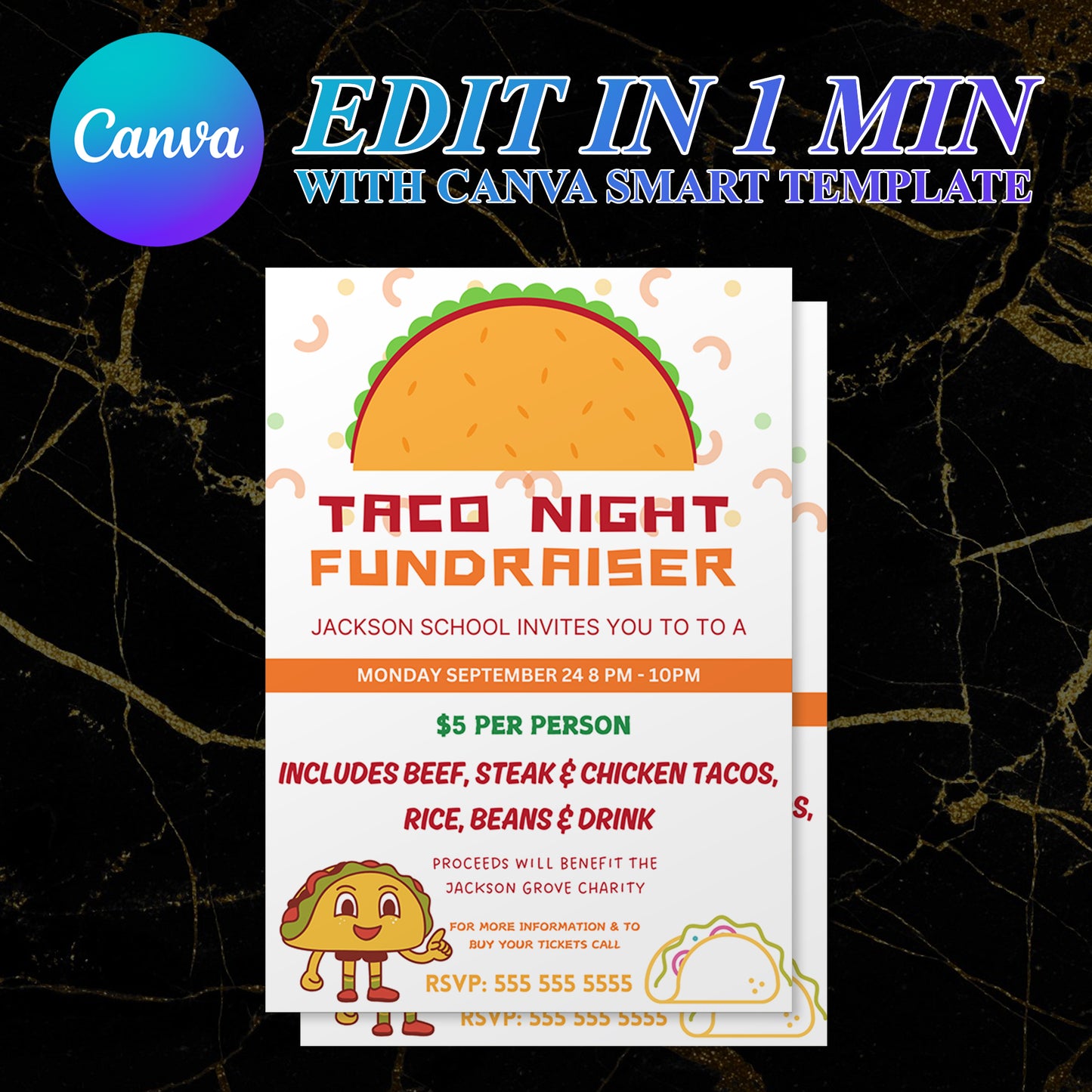 Taco Fundraiser Flyer Template | Taco Night Fiesta Mexican Flyer Invite