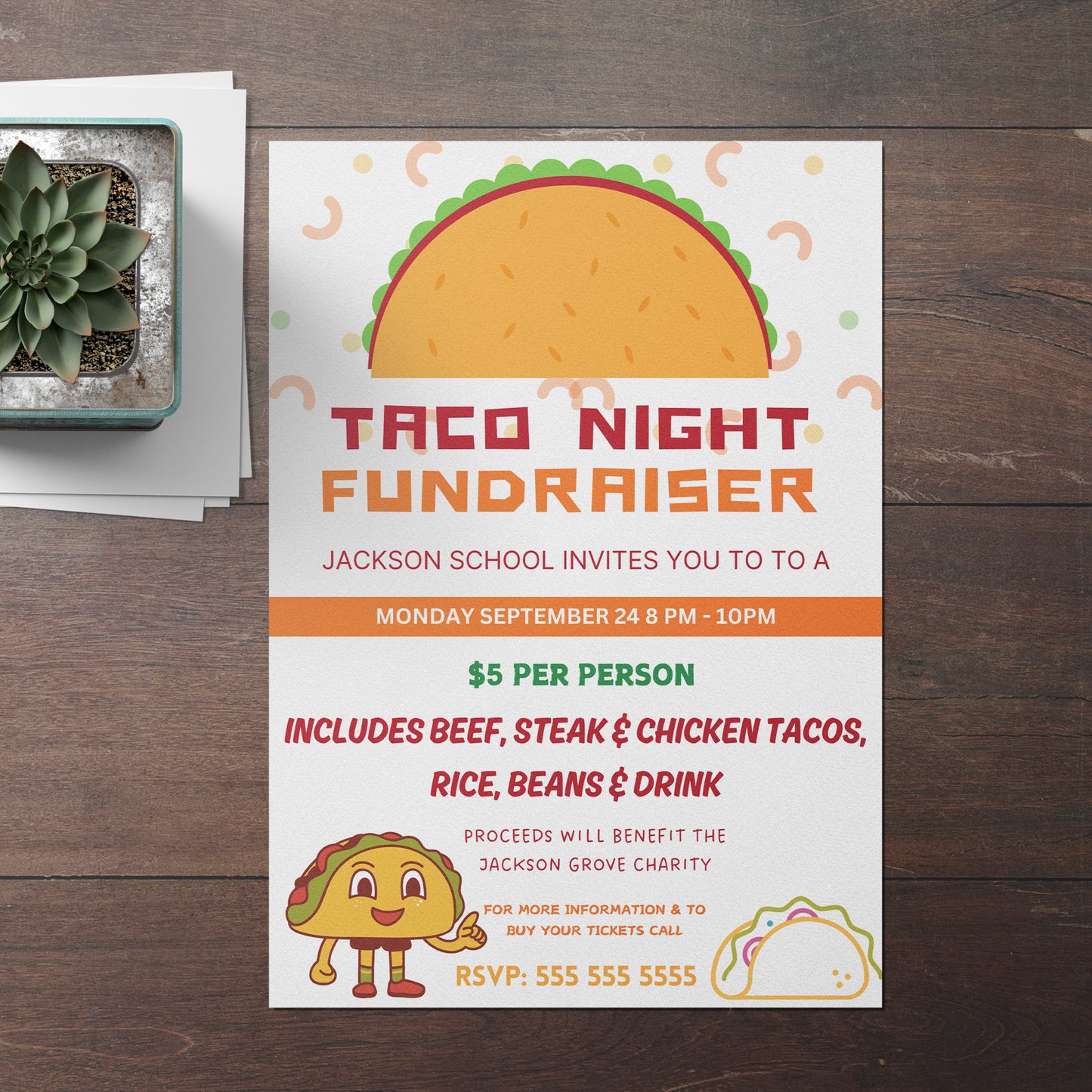 Taco Fundraiser Flyer Template | Taco Night Fiesta Mexican Flyer Invite