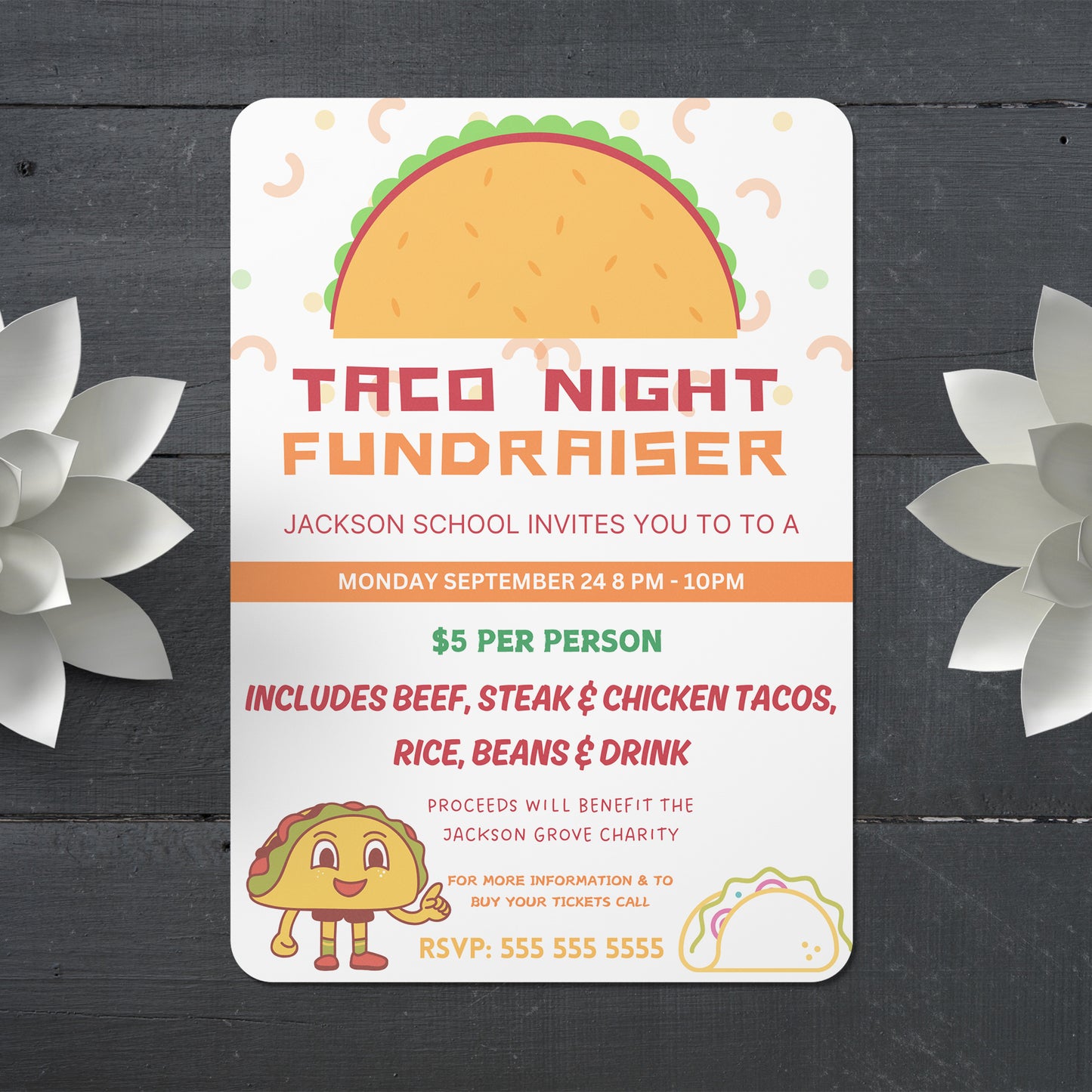 Taco Fundraiser Flyer Template | Taco Night Fiesta Mexican Flyer Invite