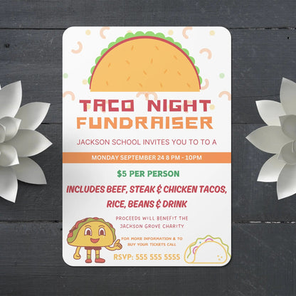Taco Fundraiser Flyer Template | Taco Night Fiesta Mexican Flyer Invite CreativeRino
