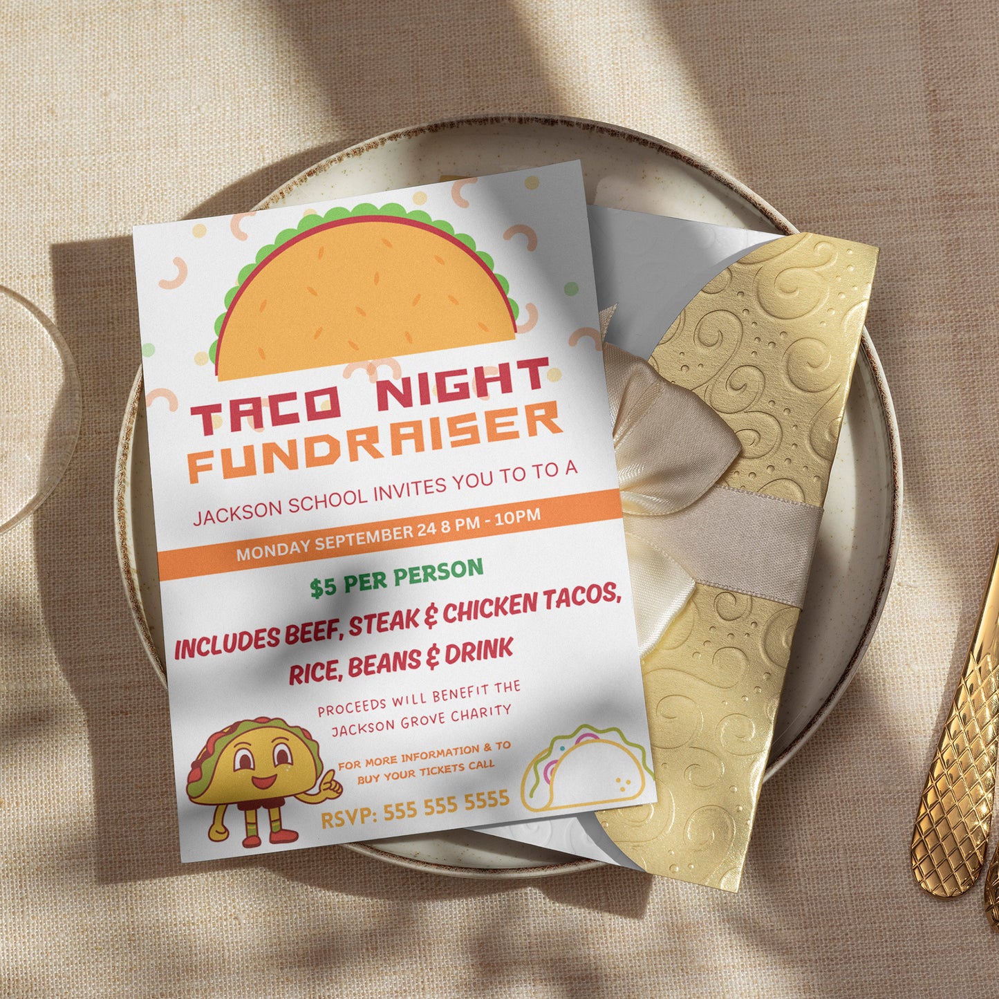 Taco Fundraiser Flyer Template | Taco Night Fiesta Mexican Flyer Invite