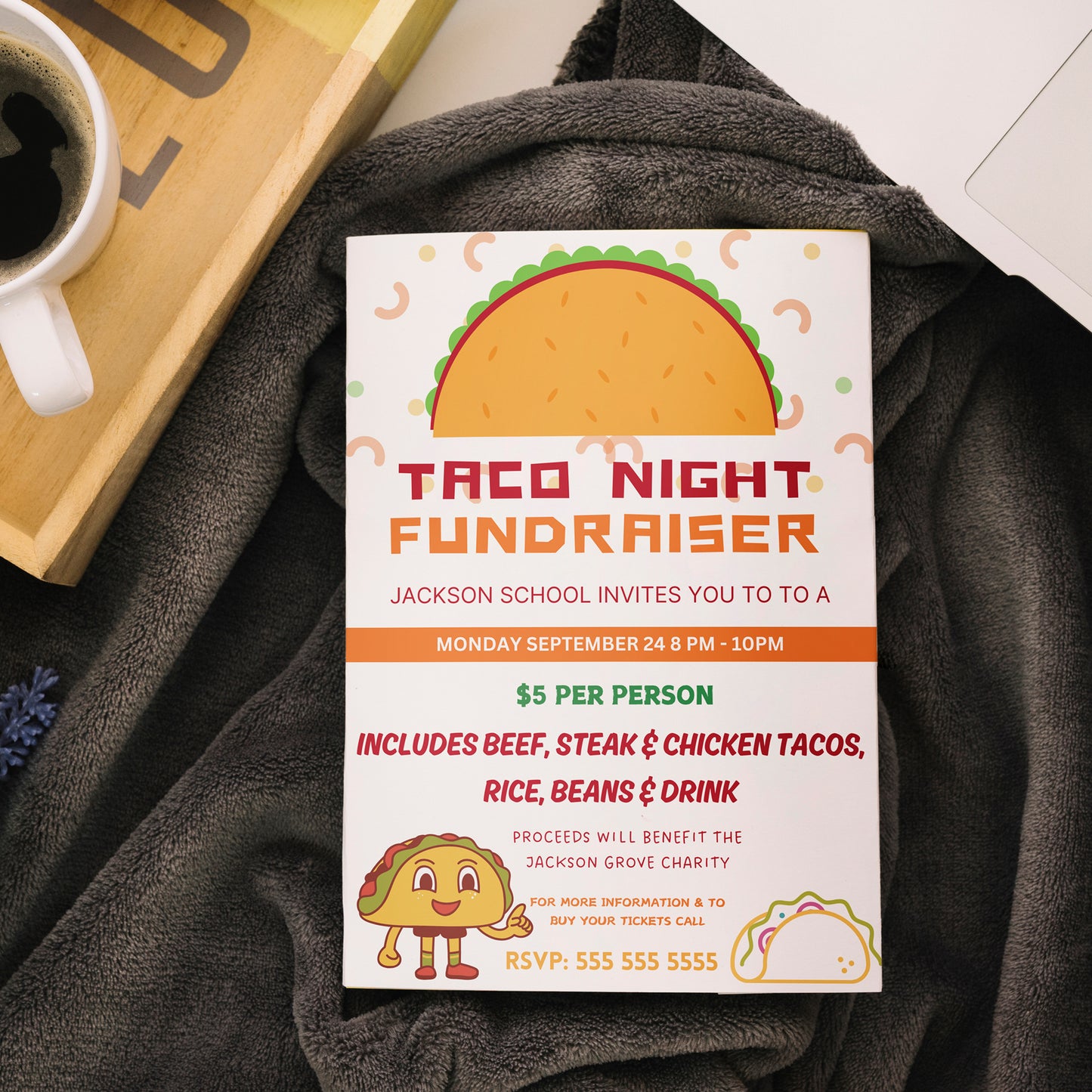 Taco Fundraiser Flyer Template | Taco Night Fiesta Mexican Flyer Invite