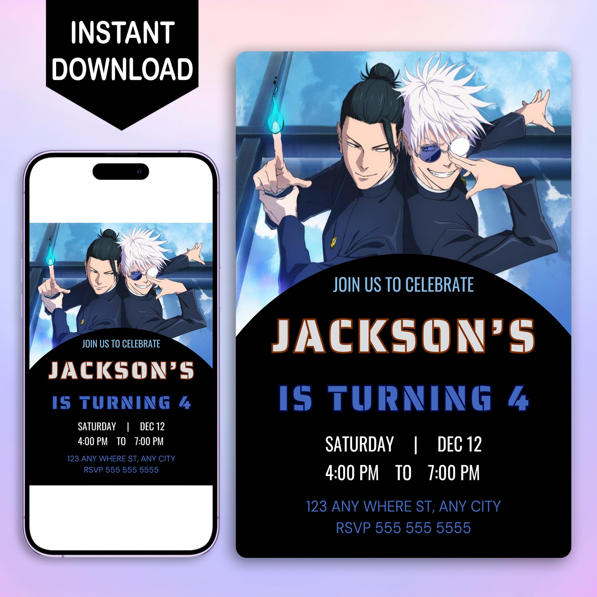 Jujutsu Kaisen Birthday Invitation Template - CreativeRino