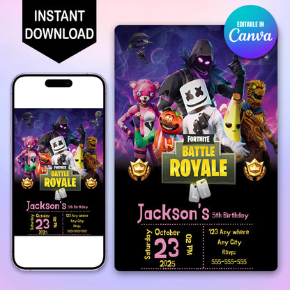 Fortnite Birthday Invitation Template - CreativeRino