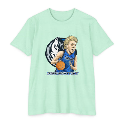 Unisex CVC Jersey T-shirt - Dirk Nowitzki Basketball Graphic Tee - CreativeRino