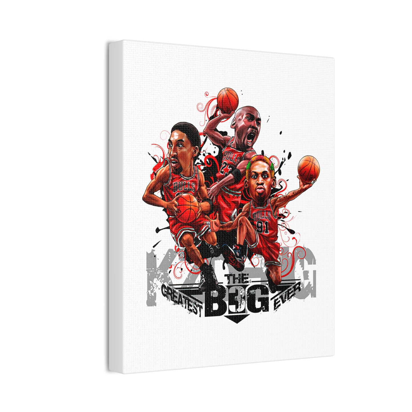 Basketball Canvas Art Print - "The Big Three: Greatest Ever" Canvas Wall Decor - CreativeRino