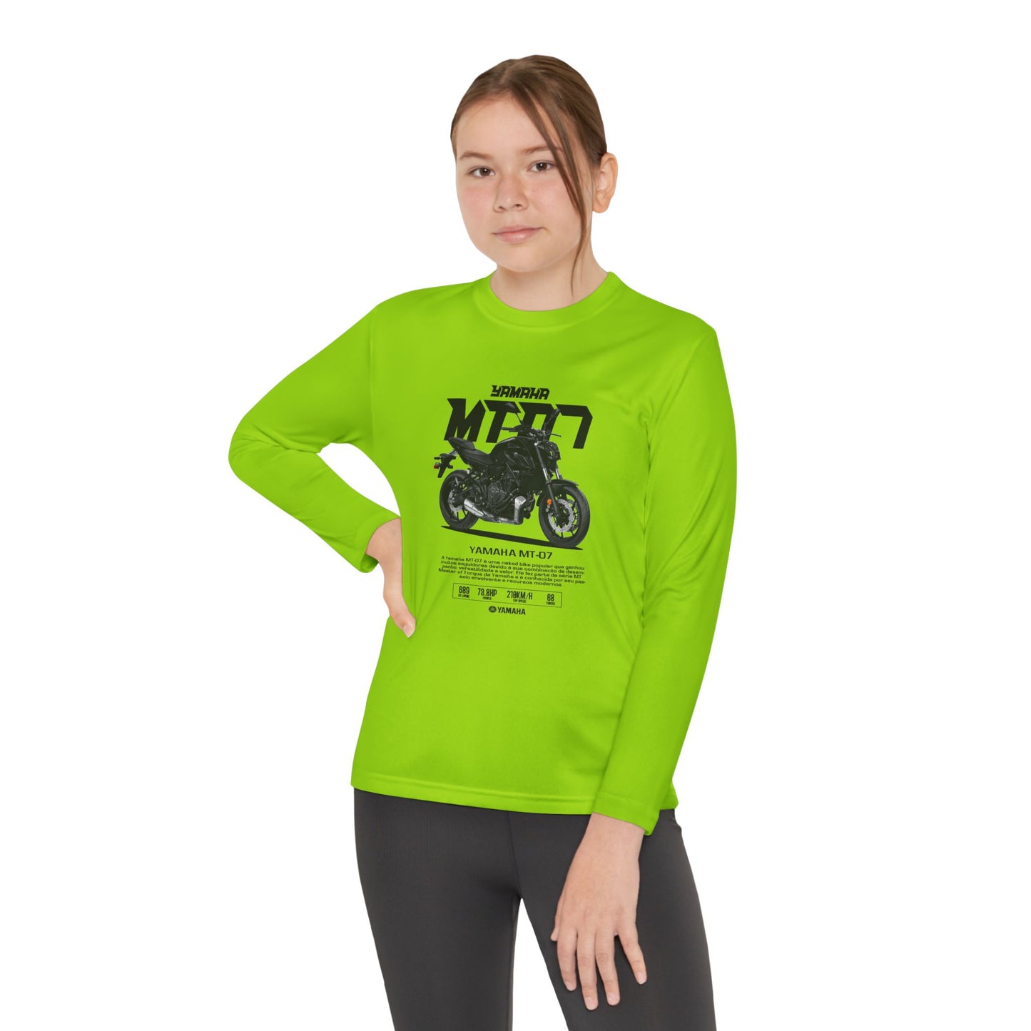 Yamaha MT-07 Youth Long Sleeve Competitor Tee - Cool Motorcycle T-shirt Design for Young Riders - CreativeRino