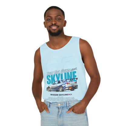 Nissan Skyline Unisex Garment-Dyed Tank Top - Cool Car Graphic T-shirt - CreativeRino