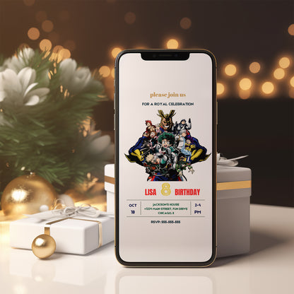 My hero Academia Birthday Invitation Template - CreativeRino