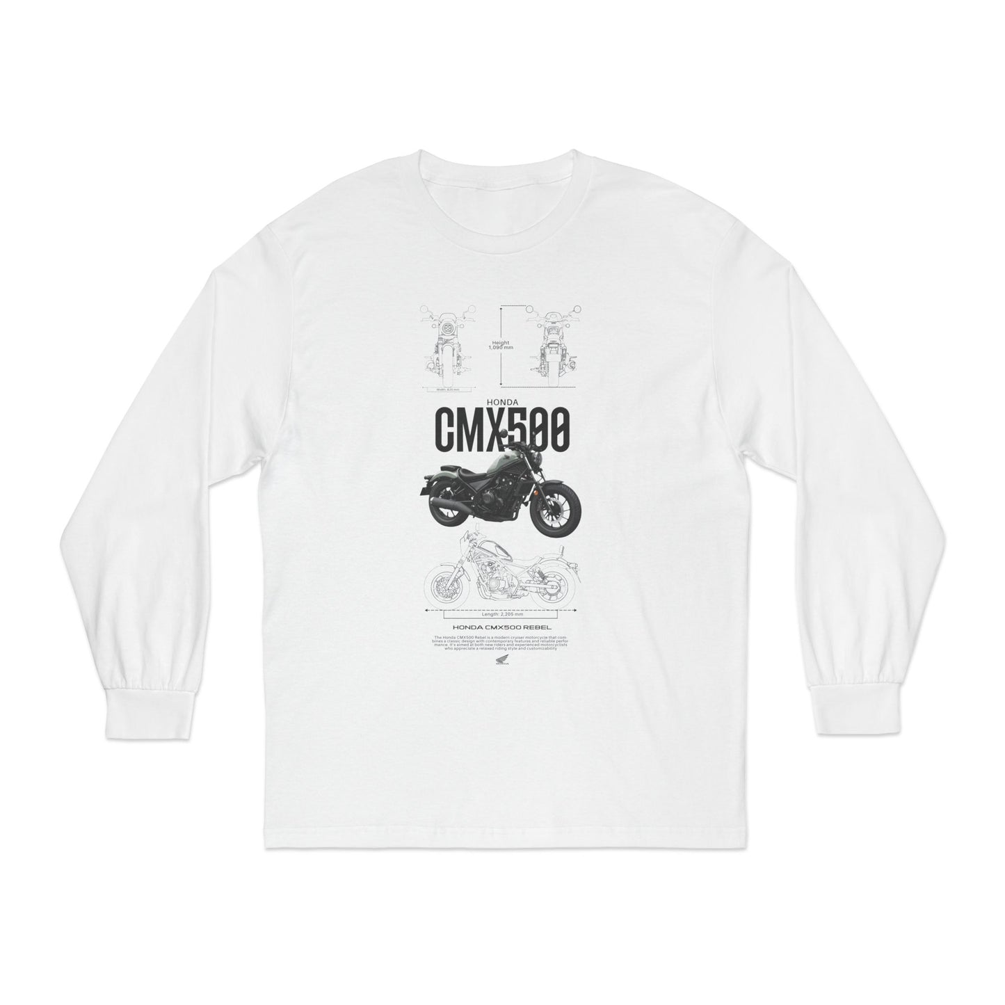 Honda CMX500 Rebel Motorcycle Long Sleeve T-Shirt for Enthusiasts - CreativeRino