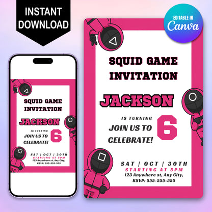 Squid Game Birthday Invitation Template - CreativeRino