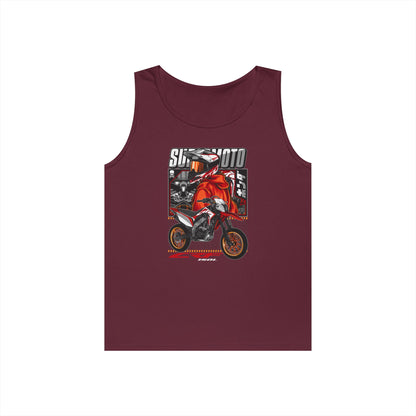 Super Moto Motorcycle Graphic Unisex Heavy Cotton Tank Top | Perfect T-shirt for Bikers and Summer Rides - CreativeRino