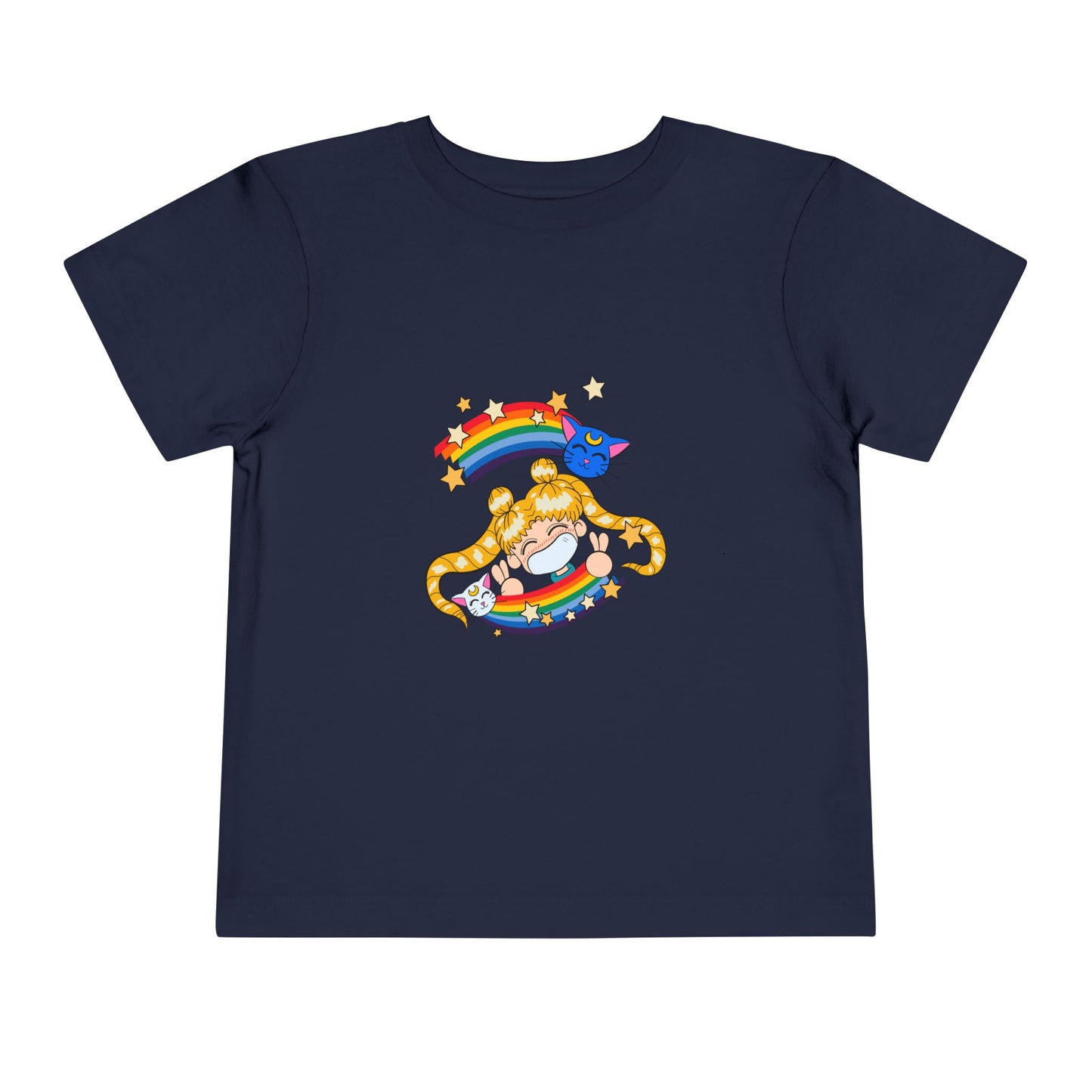 Magical Anime Rainbow Toddler Tee - Sailor Moon Fun Short Sleeve T-shirt for Young Fans - CreativeRino