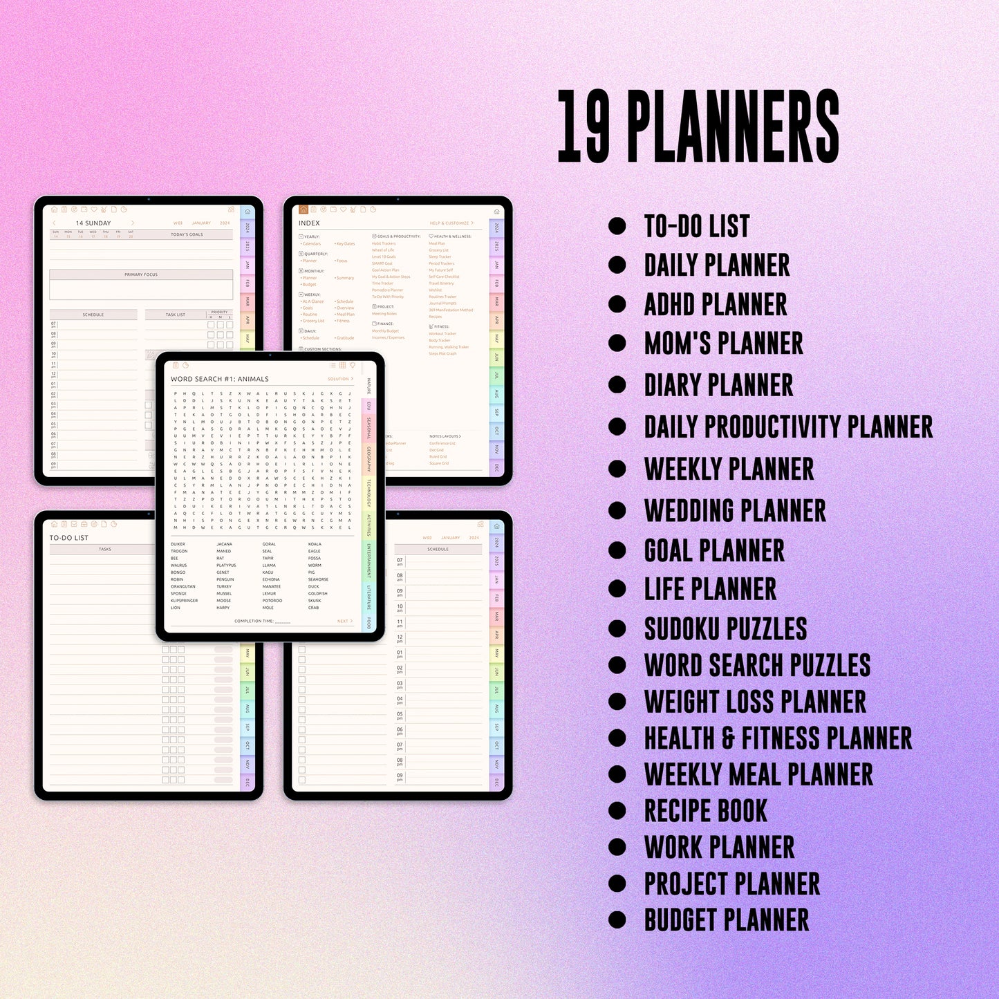 2025 Journal Planner Calendar Trackers Pages Digital Printable Bundle - CreativeRino