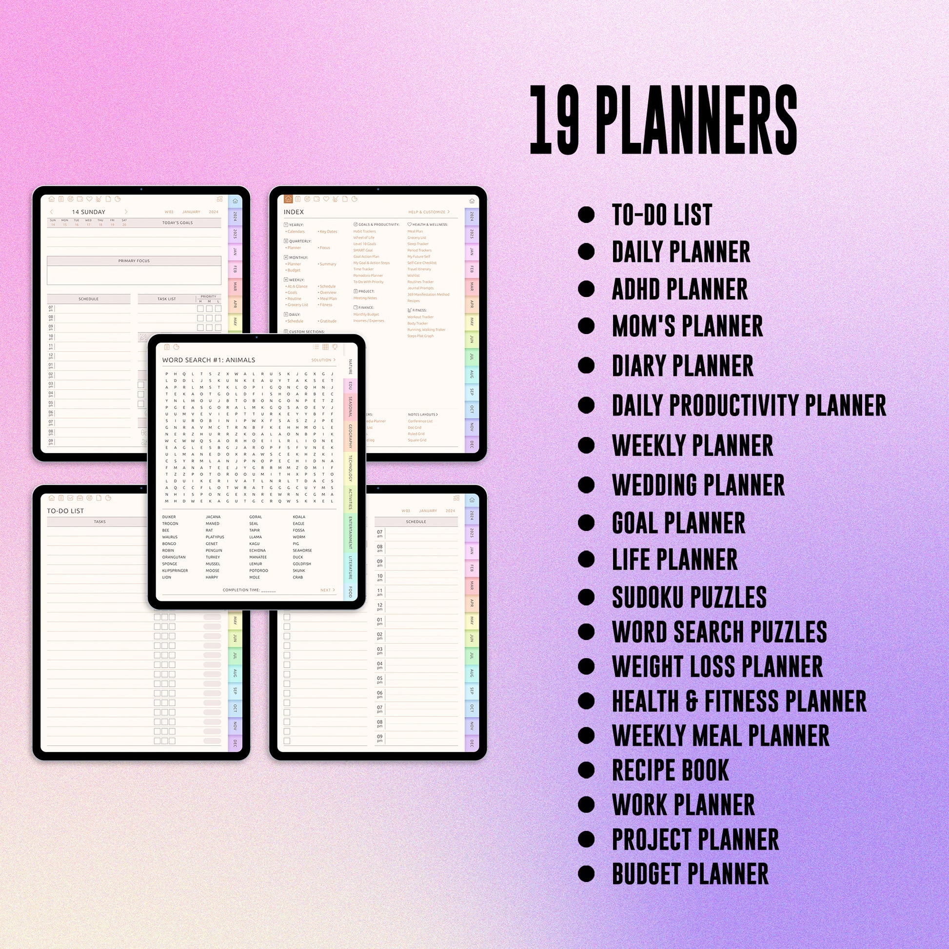2025 Journal Planner Calendar Trackers Pages Digital Printable Bundle - CreativeRino