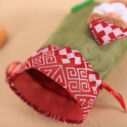 Linen Drawstring Christmas Gift Bag | Children's Apple & Candy Pouch | Reusable Festive Decor & Biscuit Holder eprolo