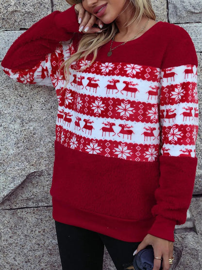 Cozy Christmas Element Long Sleeve Sweatshirt | Festive Round Neck Pullover eprolo