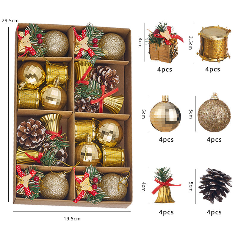 Deluxe Christmas Tree Ornament Set | Ball, Bell, Pinecone & Drum Combination Pack eprolo