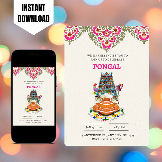 Pongal Invitation Template | Pongal Celebration Invite