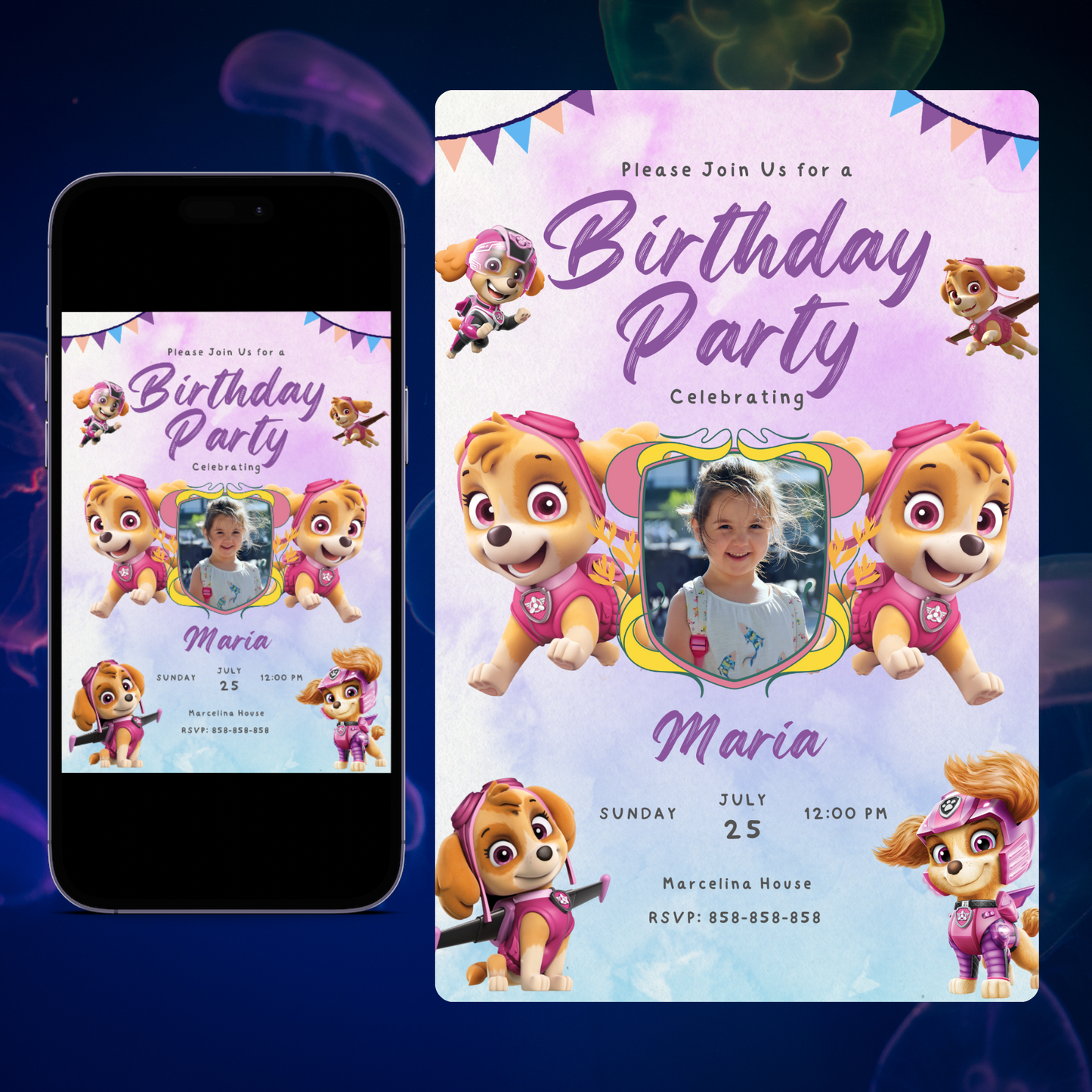 Skye Paw Patrol Birthday Invitation Template