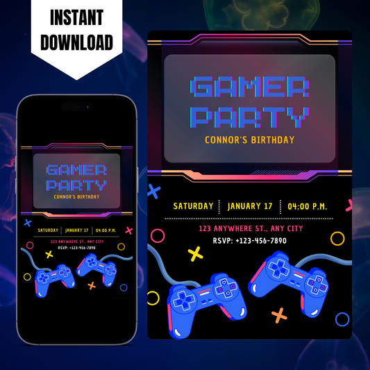 Gamer Birthday Invitation Template