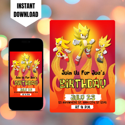 Super Sonic Birthday Invitation Template CreativeRino