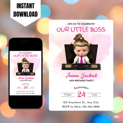 Boss Baby Birthday Invitation Template CreativeRino
