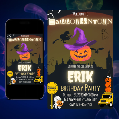 Halloweentown Birthday Party Invitation Template CreativeRino