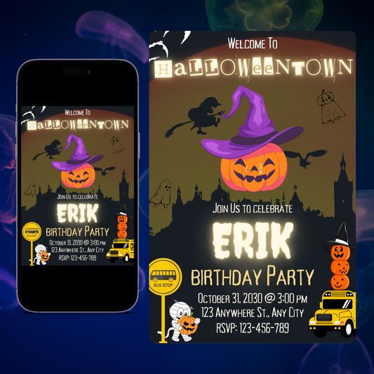 Halloweentown Birthday Party Invitation Template