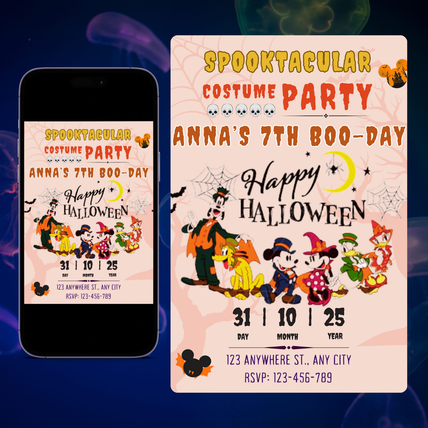 Mickey Mouse Costume Birthday Party Invitation Template