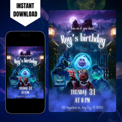 Muppets Haunted Mansion Birthday Invitation Template CreativeRino