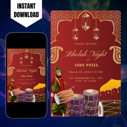 Dholki Dholak Wedding Invitation Template CreativeRino