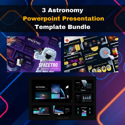 3 Astronomy Business PowerPoint Template Bundle | Modern Clean Space Star Planet Meteor Presentation Templates CreativeRino