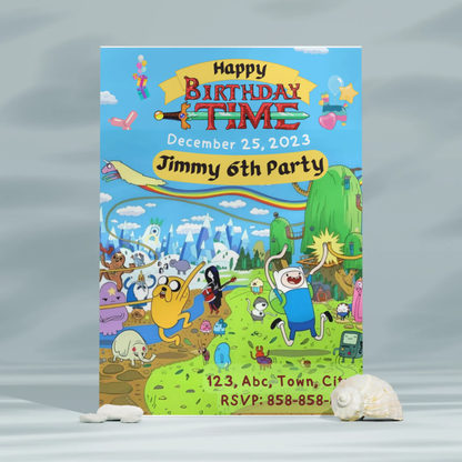Adventure Time Birthday Invitation Template CreativeRino