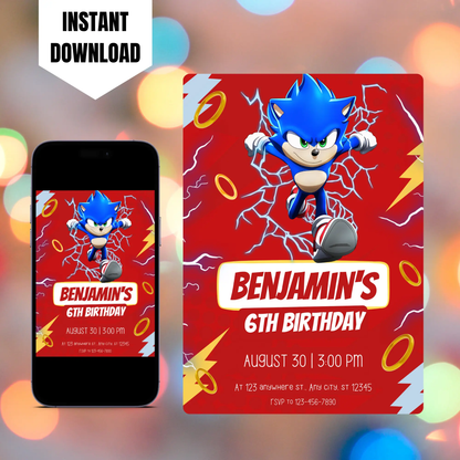 Sonic Birthday Invitation Template CreativeRino