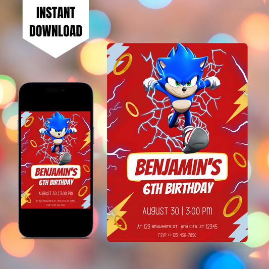 Sonic Birthday Invitation Template