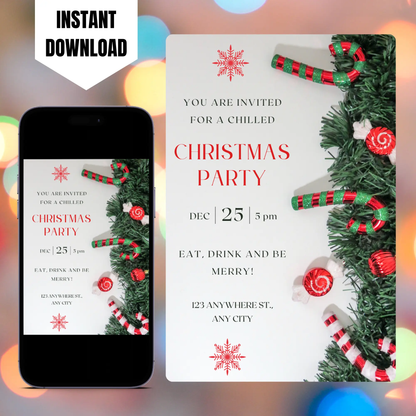 Peppermint Christmas Party Invitation Template CreativeRino