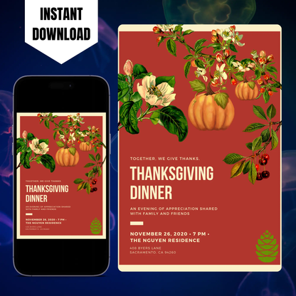 Retro Thanksgiving Dinner Invitation Template CreativeRino
