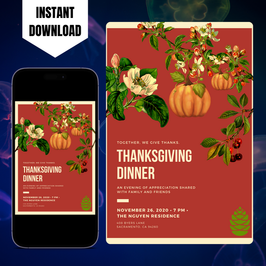 Retro Thanksgiving Dinner Invitation Template