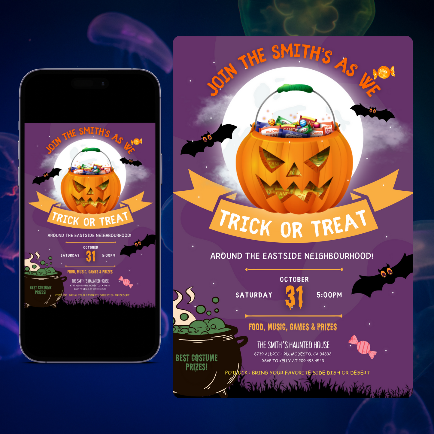 Halloween Trick or Treat Invitation Template