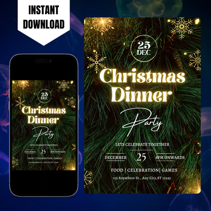 Christmas Dinner Party Invitation Template CreativeRino