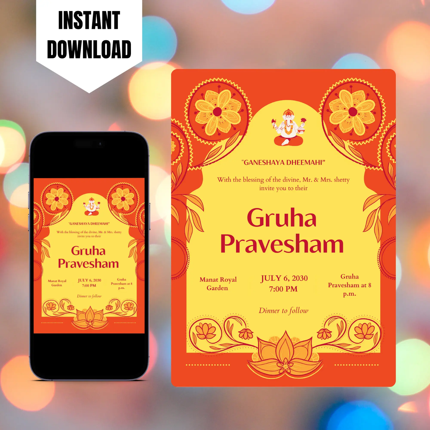 Gruhapravesham Invitation Template | Indian Housewarming Invite CreativeRino