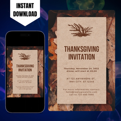 Retro Minimalist Thanksgiving Invitation Template CreativeRino