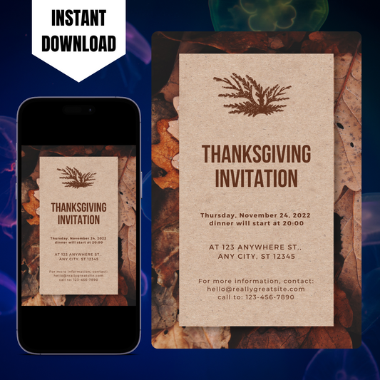 Retro Minimalist Thanksgiving Invitation Template