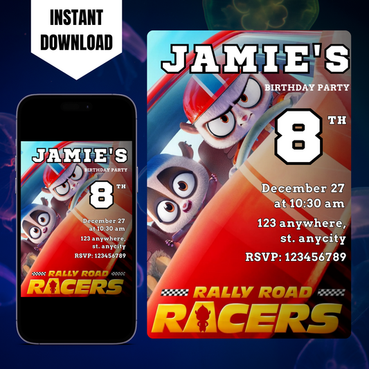 Rally Road Racers Birthday Invitation Template