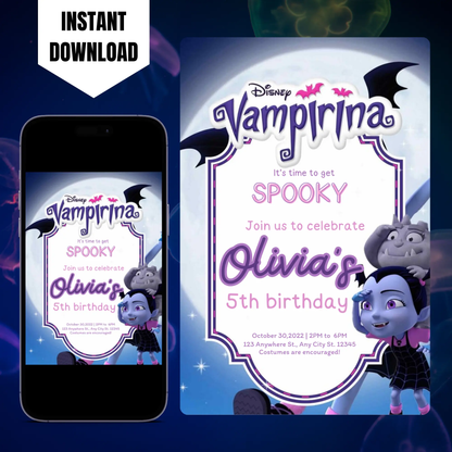 Vampirina Birthday Invitation Template CreativeRino