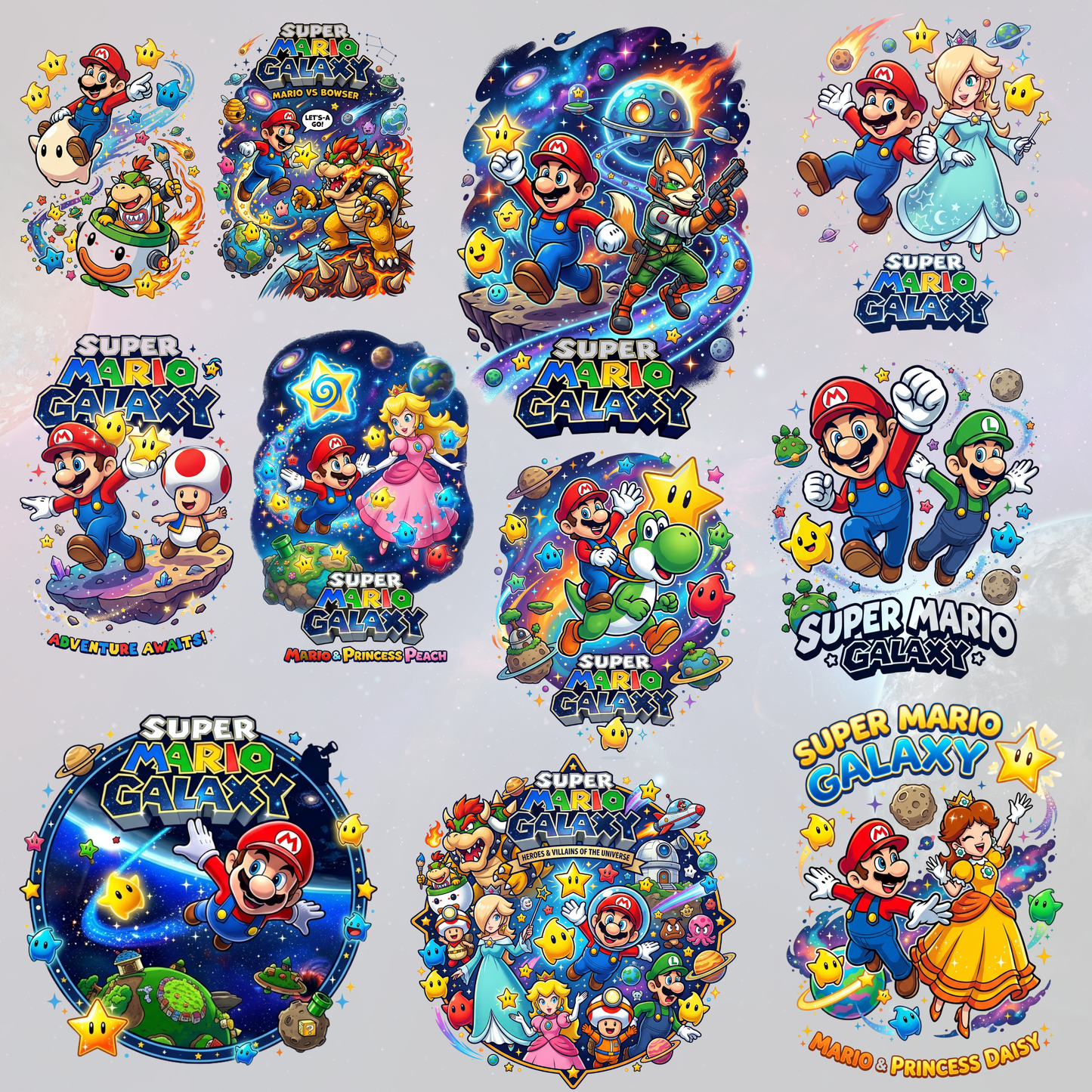 Super Mario Galaxy Movie PNG Bundle | Mario Galaxy Characters Clipart CreativeRino
